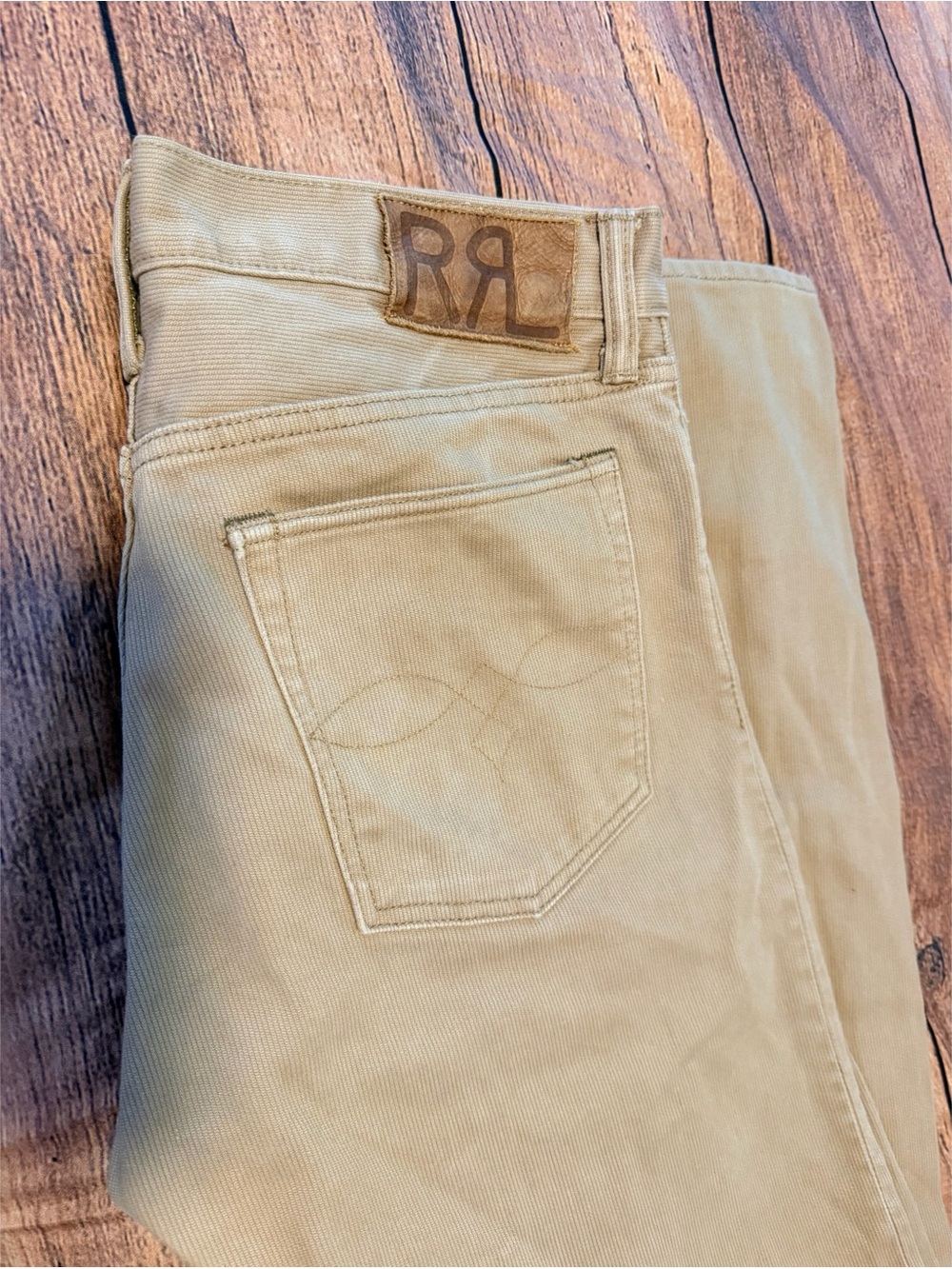 RRL Ralph Lauren 31x34 Slim Fit Beige Tan Bull Denim Sanforized Jeans Double RL - Picture 3 of 9